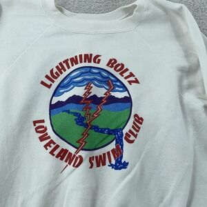 Vtg Loveland Colorado Swim Club‎ Lightning Boltz Sweatshirt S/M Crewneck USA 90s